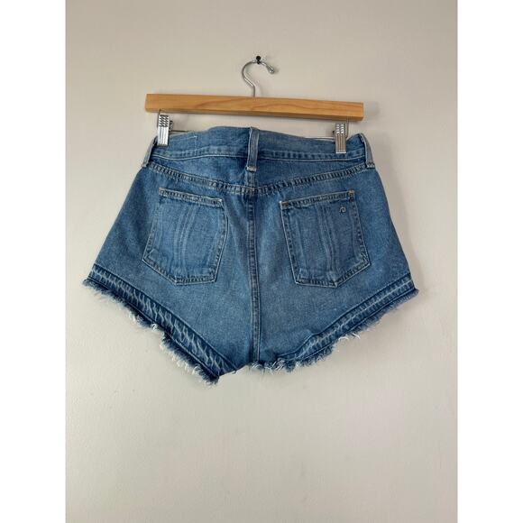 NEW Rag & Bone Tully Cut Off Frayed Hem Button Zip Jean Denim Shorts Blue - Picture 6 of 8